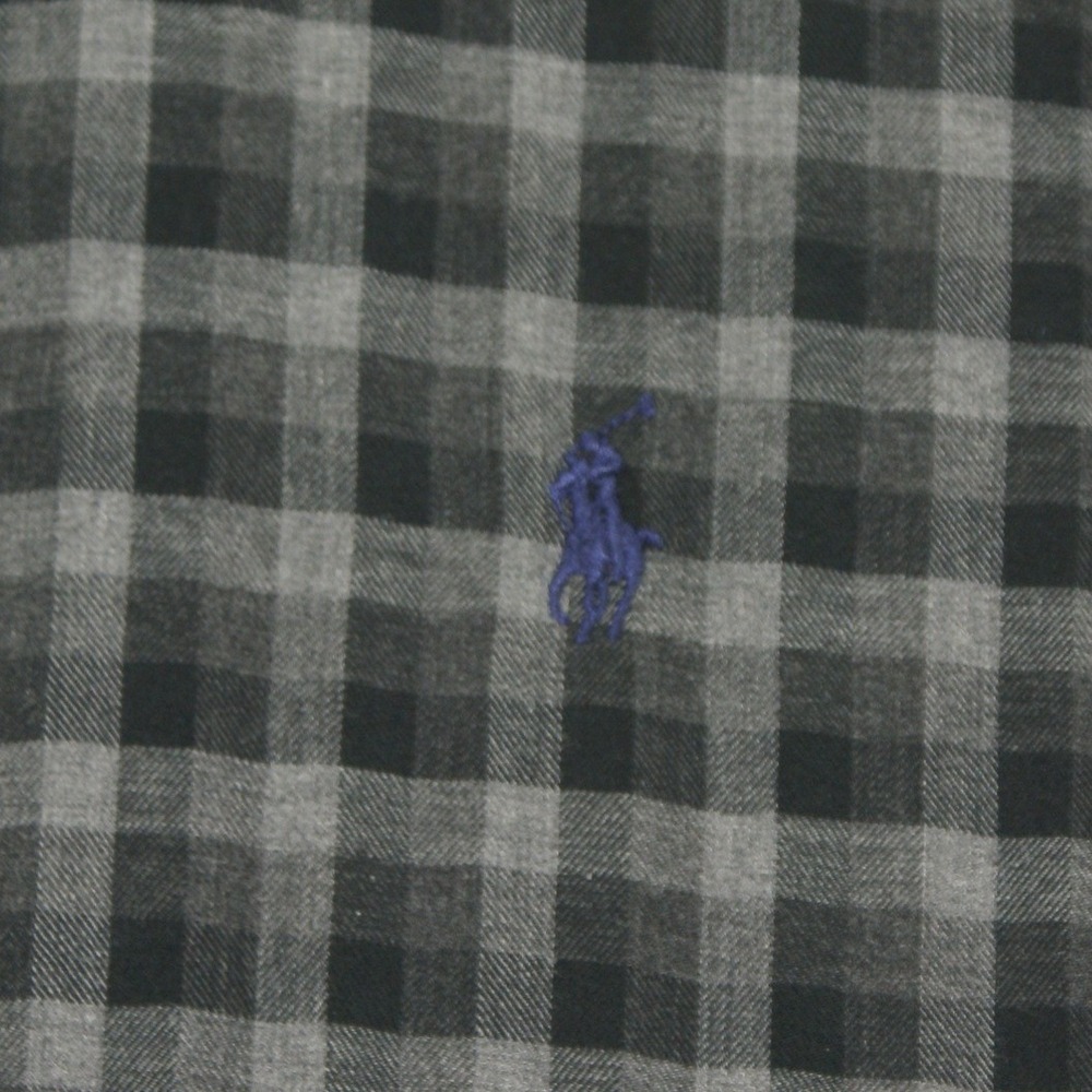 Ralph Lauren Blake Mens Large Grey Black Gingham Flannel Button Down Shirt - Picture 2 of 9